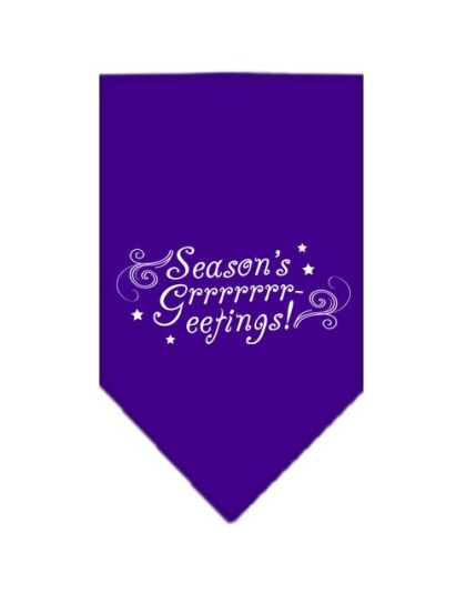 Seasons Greetings Screen Print Bandana Purple Large