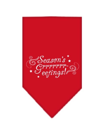 Seasons Greetings Screen Print Bandana Red Large