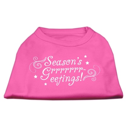 Seasons Greetings Screen Print Shirt Bright Pink L