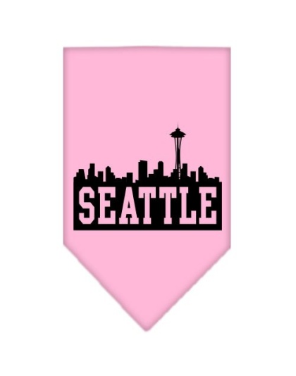 Seattle Skyline Screen Print Bandana Light Pink Large