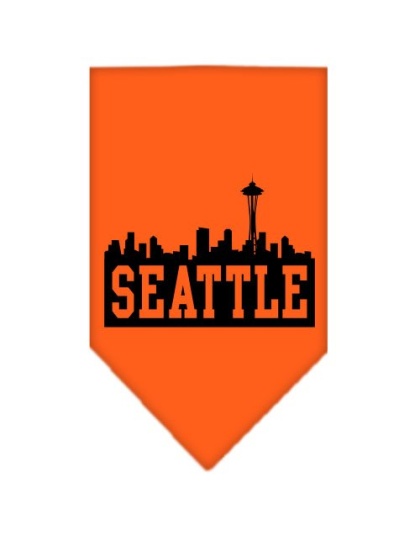 Seattle Skyline Screen Print Bandana Orange Large