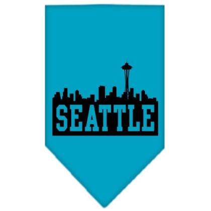 Seattle Skyline Screen Print Bandana Turquoise Large