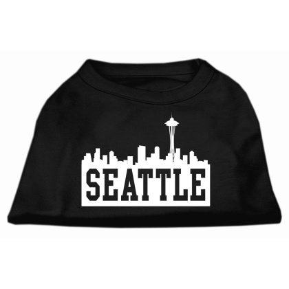 Seattle Skyline Screen Print Shirt Black Lg