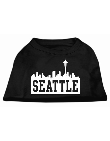 Seattle Skyline Screen Print Shirt Black Lg