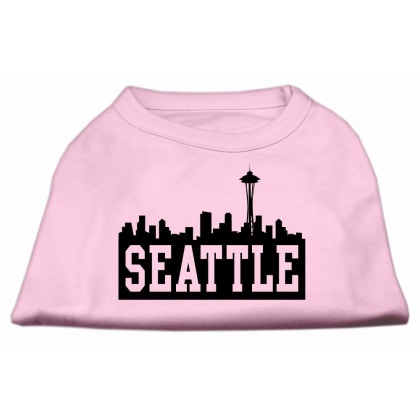 Seattle Skyline Screen Print Shirt Light Pink Lg