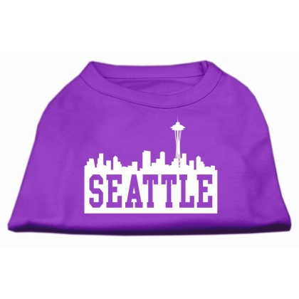 Seattle Skyline Screen Print Shirt Purple Lg