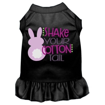 Shake Your Cotton Tail Screen Print Dog Dress Black 4X (22)