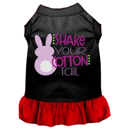 Shake Your Cotton Tail Screen Print Dog Dress Black with Red Lg