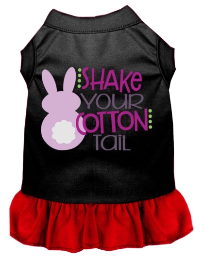 Shake Your Cotton Tail Screen Print Dog Dress Black with Red Lg