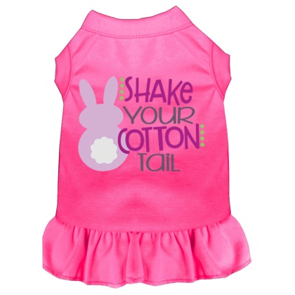 Shake Your Cotton Tail Screen Print Dog Dress Bright Pink 4X (22)