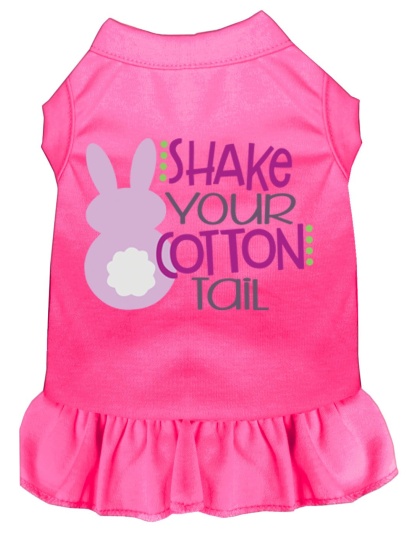 Shake Your Cotton Tail Screen Print Dog Dress Bright Pink 4X (22)