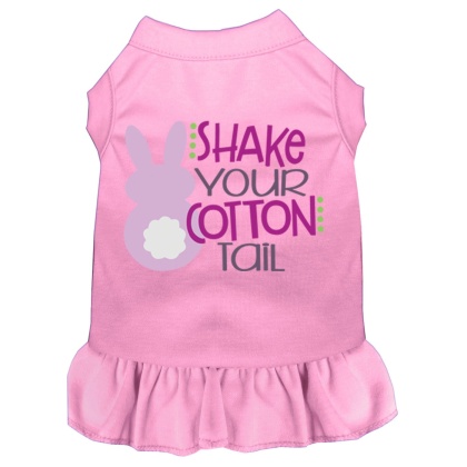 Shake Your Cotton Tail Screen Print Dog Dress Light Pink 4X (22)