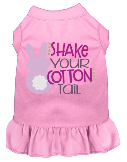 Shake Your Cotton Tail Screen Print Dog Dress Light Pink 4X (22)