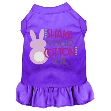 Shake Your Cotton Tail Screen Print Dog Dress Purple 4X (22)