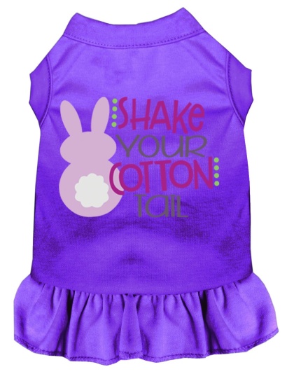 Shake Your Cotton Tail Screen Print Dog Dress Purple 4X (22)