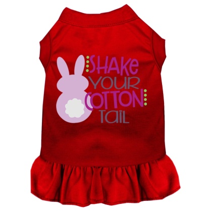 Shake Your Cotton Tail Screen Print Dog Dress Red 4X (22)