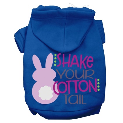 Shake Your Cotton Tail Screen Print Dog Hoodie Blue L