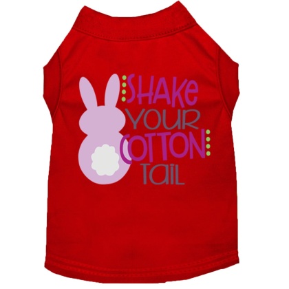 Shake Your Cotton Tail Screen Print Dog Shirt Red Lg