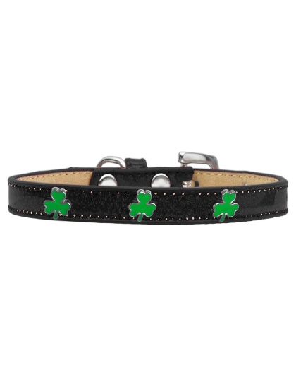 Shamrock Widget Dog Collar Black Ice Cream Size 10