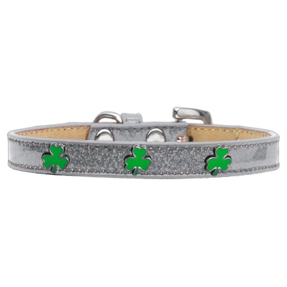 Shamrock Widget Dog Collar Silver Ice Cream Size 10