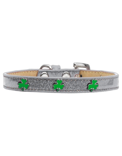 Shamrock Widget Dog Collar Silver Ice Cream Size 10