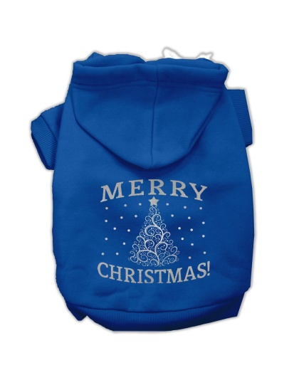 Shimmer Christmas Tree Pet Hoodies Blue Size Lg