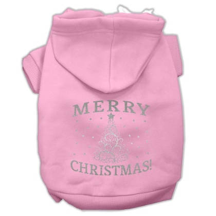 Shimmer Christmas Tree Pet Hoodies Light Pink Size Lg