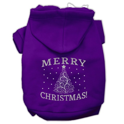 Shimmer Christmas Tree Pet Hoodies Purple Size Lg