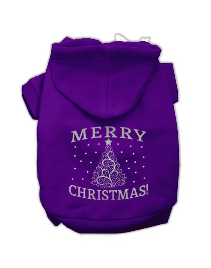 Shimmer Christmas Tree Pet Hoodies Purple Size Lg