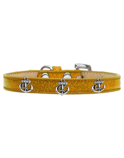 Silver Anchor Widget Dog Collar Gold Ice Cream Size 10