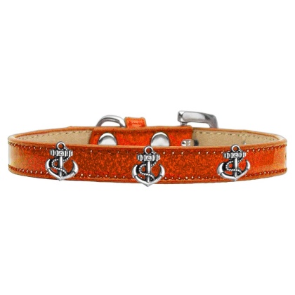 Silver Anchor Widget Dog Collar Orange Ice Cream Size 10