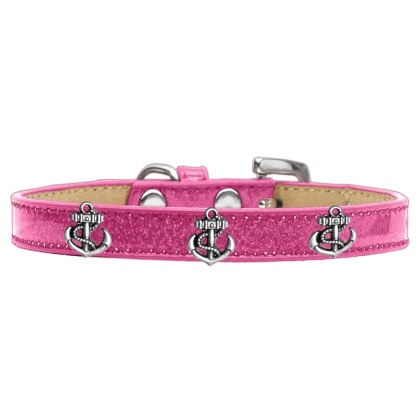 Silver Anchor Widget Dog Collar Pink Ice Cream Size 10