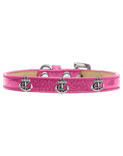 Silver Anchor Widget Dog Collar Pink Ice Cream Size 10