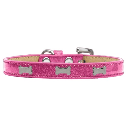 Silver Bone Widget Dog Collar Pink Ice Cream Size 10