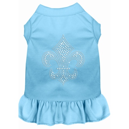 Silver Fleur de Lis Rhinestone Dress Baby Blue 4X