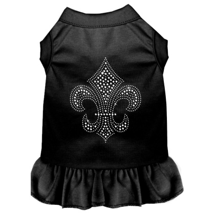 Silver Fleur de Lis Rhinestone Dress Black 4X