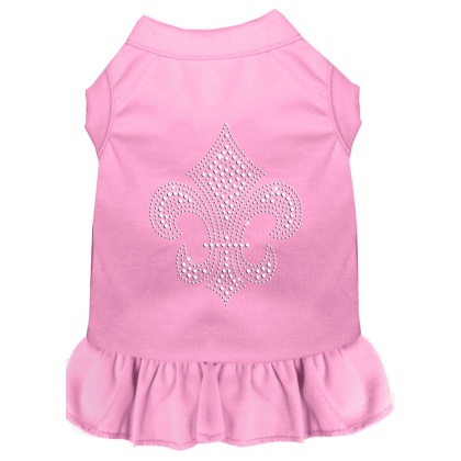 Silver Fleur de Lis Rhinestone Dress Light Pink 4X