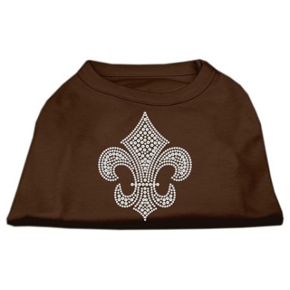 Silver Fleur de Lis Rhinestone Shirts Brown Lg