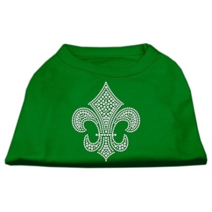 Silver Fleur de Lis Rhinestone Shirts Emerald Green Lg