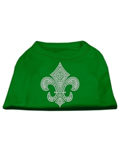 Silver Fleur de Lis Rhinestone Shirts Emerald Green Lg