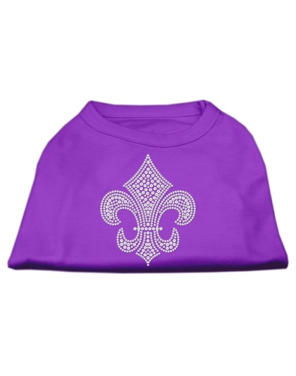 Silver Fleur de lis Rhinestone Shirts Purple L