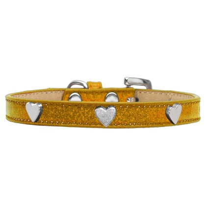 Silver Heart Widget Dog Collar Gold Ice Cream Size 10