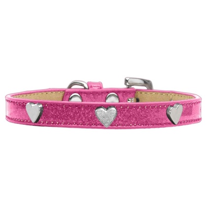Silver Heart Widget Dog Collar Pink Ice Cream Size 10