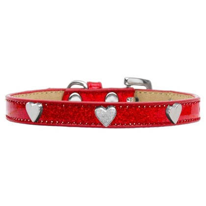 Silver Heart Widget Dog Collar Red Ice Cream Size 10