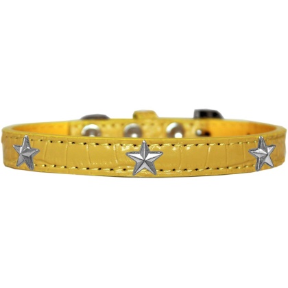 Silver Star Widget Croc Dog Collar Yellow Size 10
