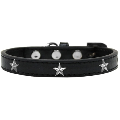 Silver Star Widget Dog Collar Black Size 10