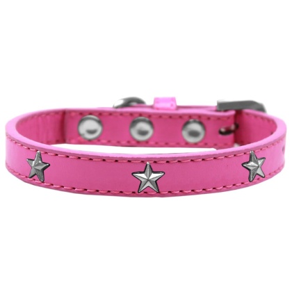 Silver Star Widget Dog Collar Bright Pink Size 10