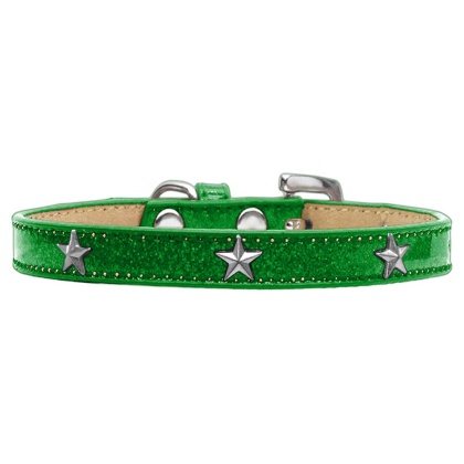 Silver Star Widget Dog Collar Emerald Green Ice Cream Size 10