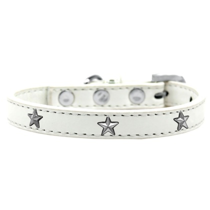 Silver Star Widget Dog Collar White Size 10