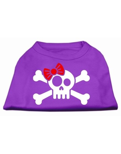 Skull Crossbone Bow Screen Print Shirt Purple Lg